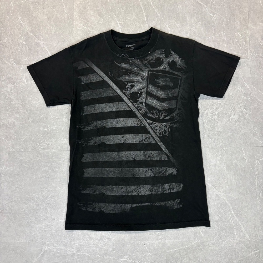 Tony Hawk Mens Graphic T-Shirt Black Crest Distressed Skate Tee Small 4092